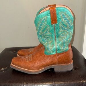 Men’s Twisted X turquoise and brown embroidered western cowboy boots 10.5 D